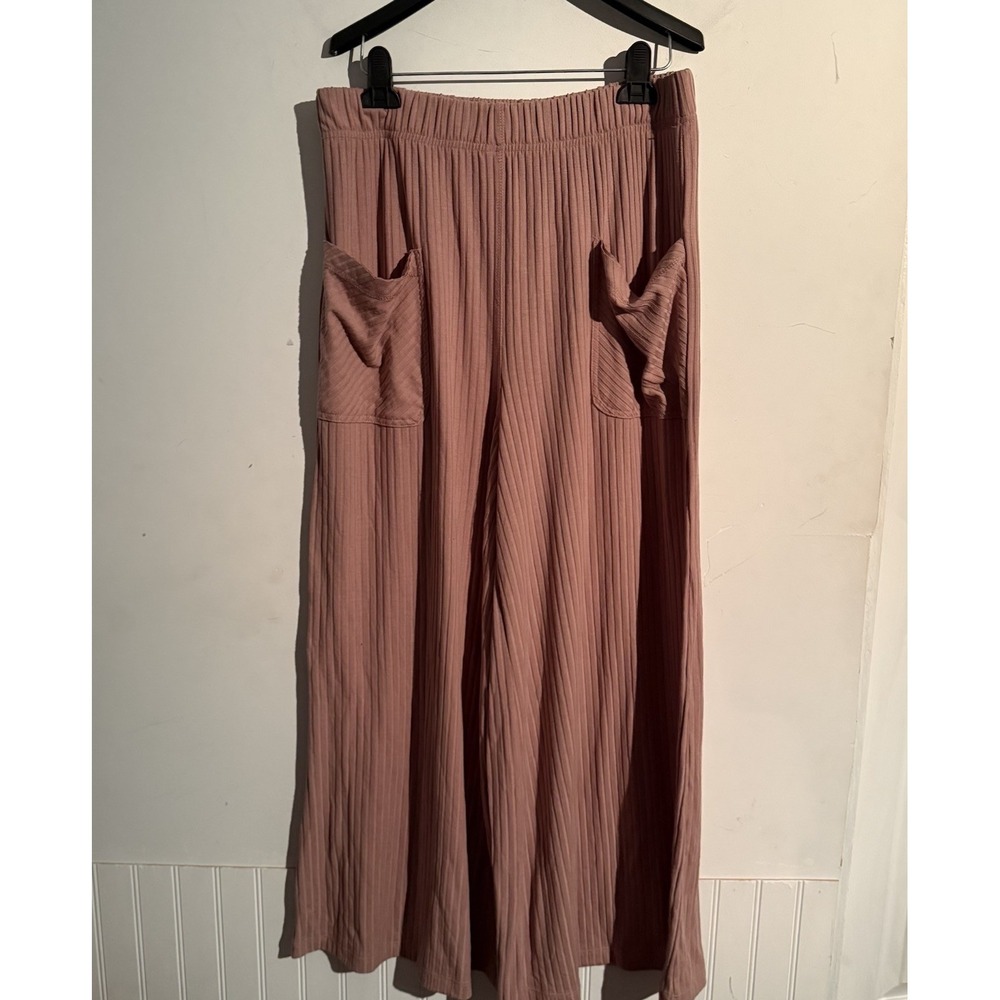 Natural Life XL Pull On Wide Leg Pallazzo Pants Soft Comfy Stretchy Boho Pockets